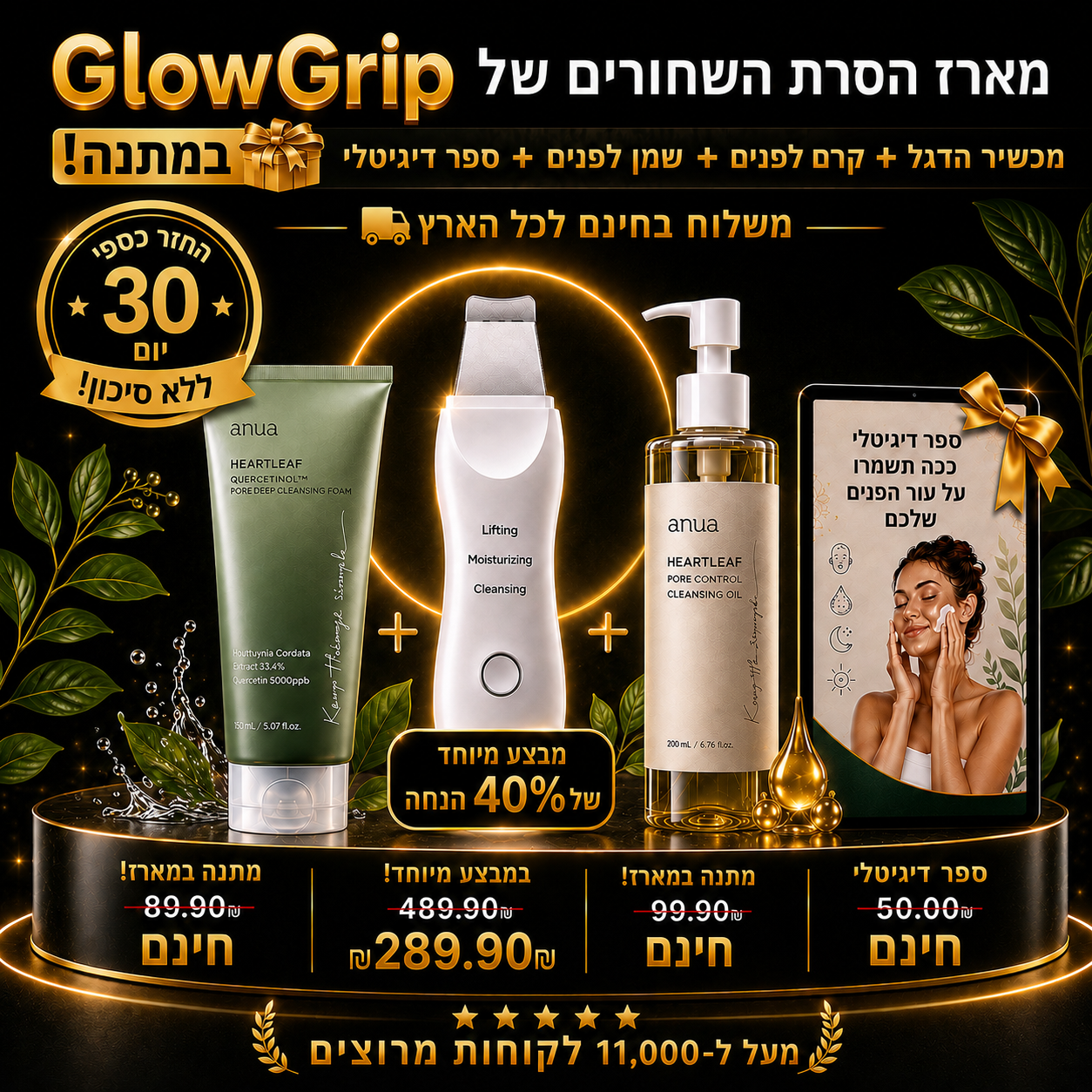 ™GlowGrip -  לפנים חלקות