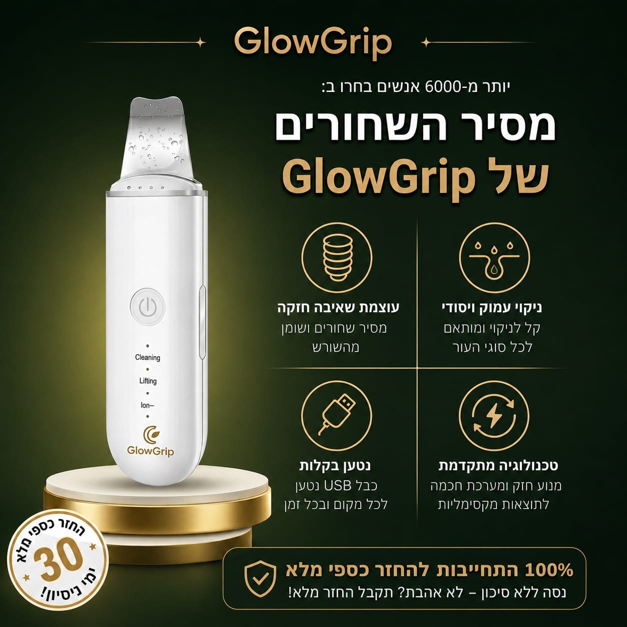 ™GlowGrip -  לפנים חלקות
